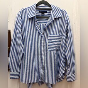 French Connection Blue and White Striped Casual Shirt